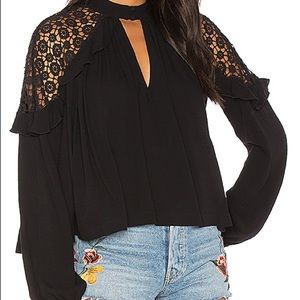 FREE PEOPLE Little Bit Of Love Top Black NWT XS